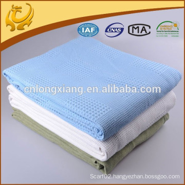 Natural Comfort White And Blue Pure Color Plain Style, Light Weight Queen Size Wholesale Embossed Blanket